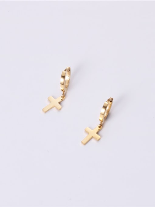 GROSE Titanium With Gold Plated Simplistic Cross Clip On Earrings 1