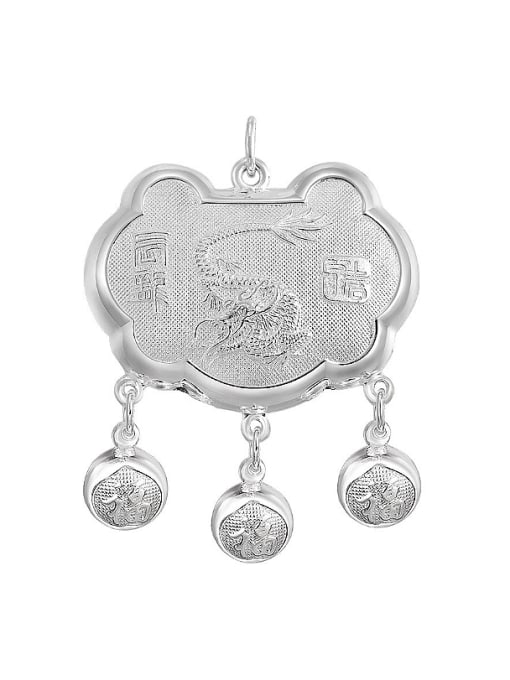 JIUQIAN Ethnic style 999 Silver Zodiac Dragon Children Bells Longevity Lock Pendant