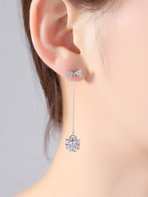 BLING SU Copper With White Gold Plated Fashion Flower Stud Earrings 1