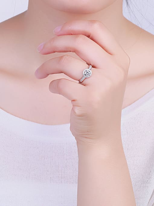 One Silver Round Shaped Zircon Open Design Ring 1