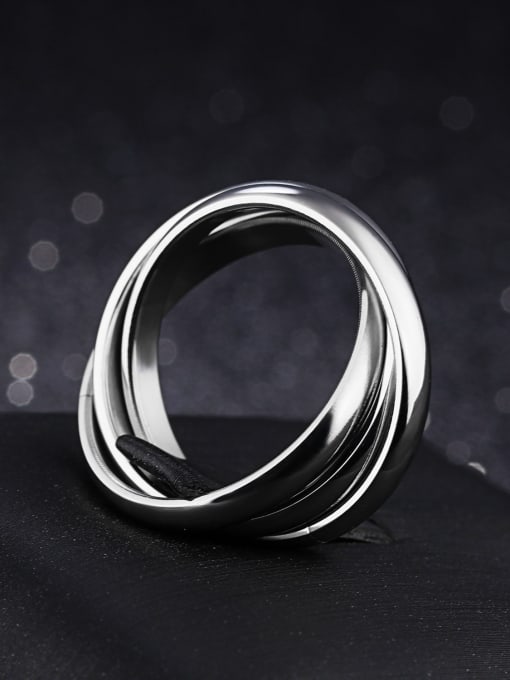 Open Sky Fashion Three-band Titanium Smooth Ring 2