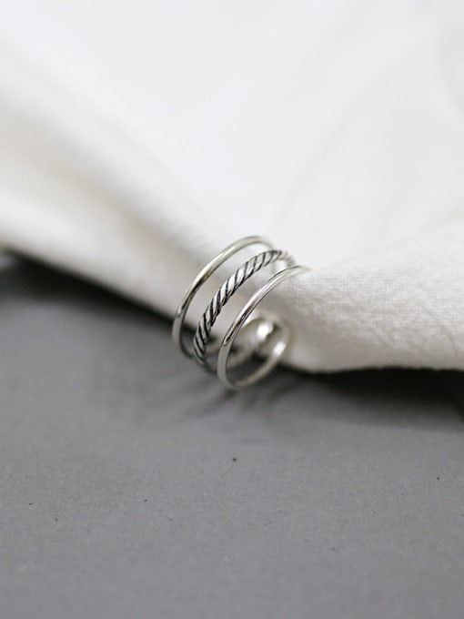 DAKA Simple Three-band Antique Silver Plated Opening Ring 1