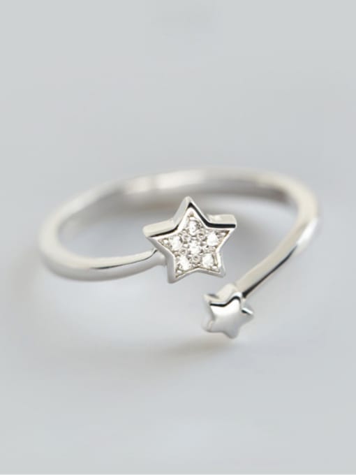 Rosh S925 silver sweet stars zircon opening ring 0