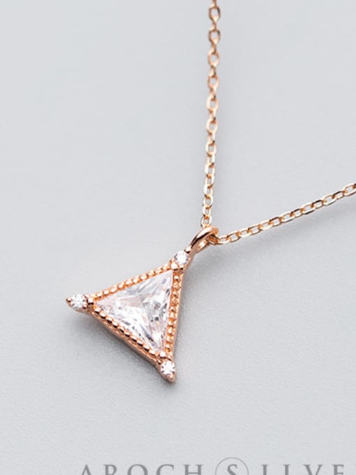 S925 Silver Necklace - Rose Gold S925 Silver Necklace Pendant wind fashion Diamond Diamond Pendant temperament geometric collar chain D4323