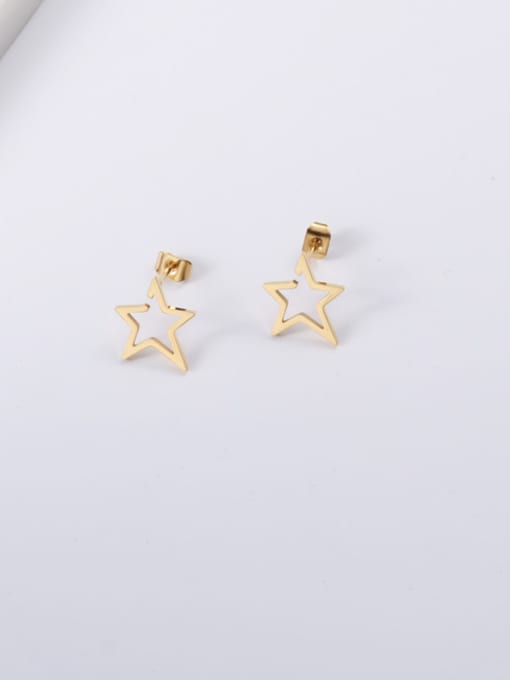 GROSE Titanium With Gold Plated Simplistic Star Stud Earrings 0