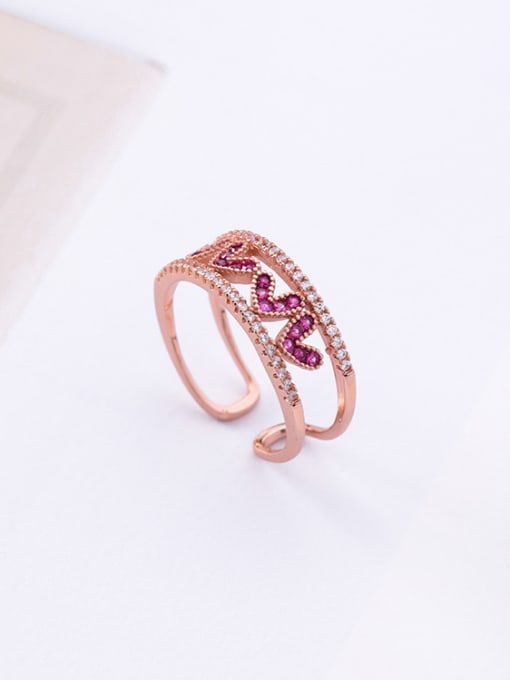 Girlhood Alloy With Rose Gold Plated Cute Heart Cubic Zirconia Rings
