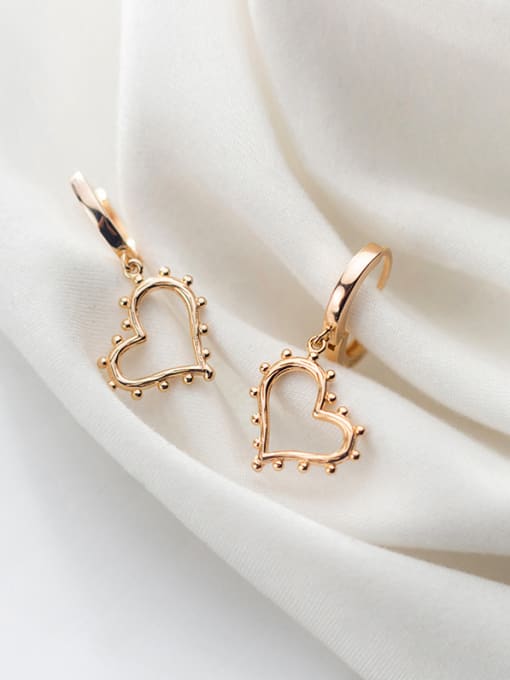 Rosh 925 Sterling Silver With Gold Plated Simplistic Heart Clip On Earrings