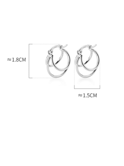 Rosh 925 Sterling Silver With Gold Plated Simplistic Three Floors Round Clip On Earrings 3
