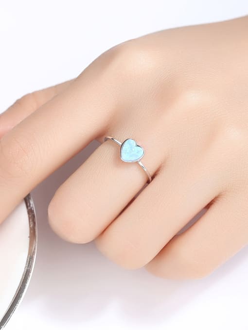 CCUI 925 Sterling Silver With Opal Fashion Heart Band Rings 1