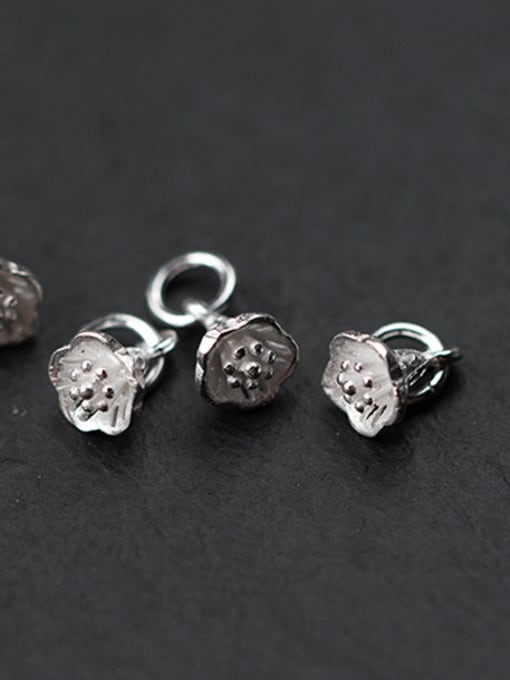 FAN 925 Sterling Silver With Silver Plated Lotus flower Charms 0