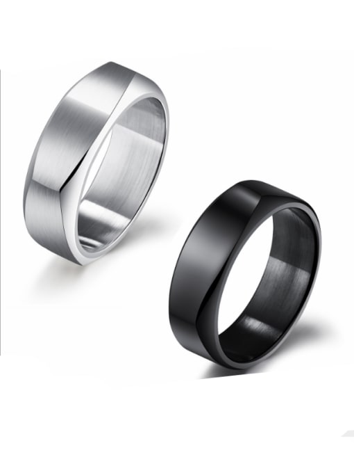 Open Sky Stainless Steel With Black Gun Plated Simplistic Irregular Rings 0