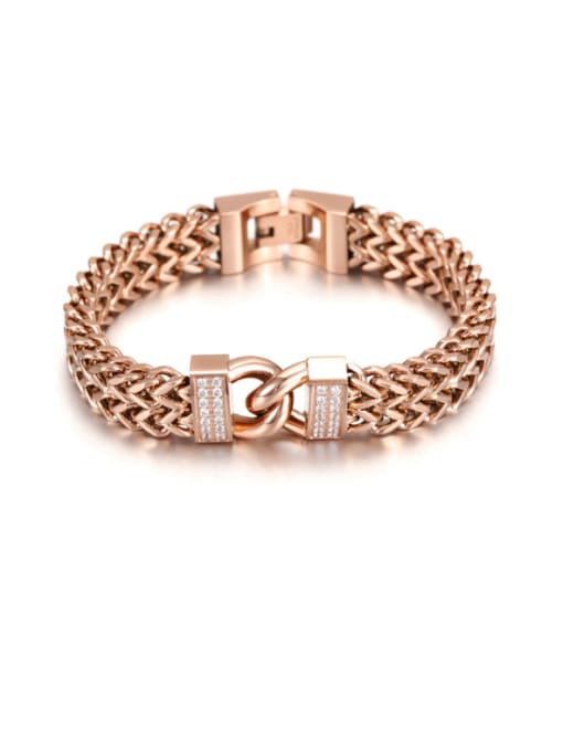 JINDING Titanium Steel Double Type Women Rose Gold Bracelet