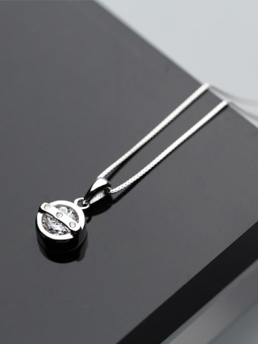 Rosh Elegant Round Shaped Rhinestone S925 Silver Pendant 1