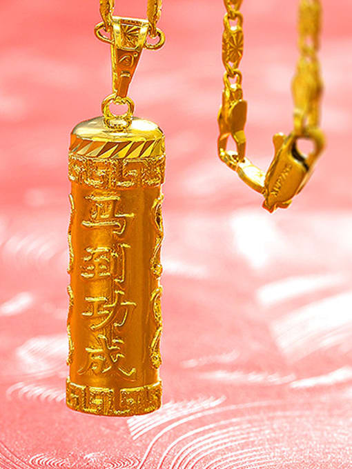 XP Copper Alloy 24K Gold Plated Retro style Chinese Character Pendant 1