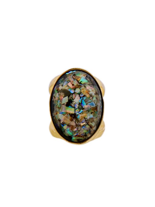 KM Retro Artifcial Stone Alloy Statement Ring