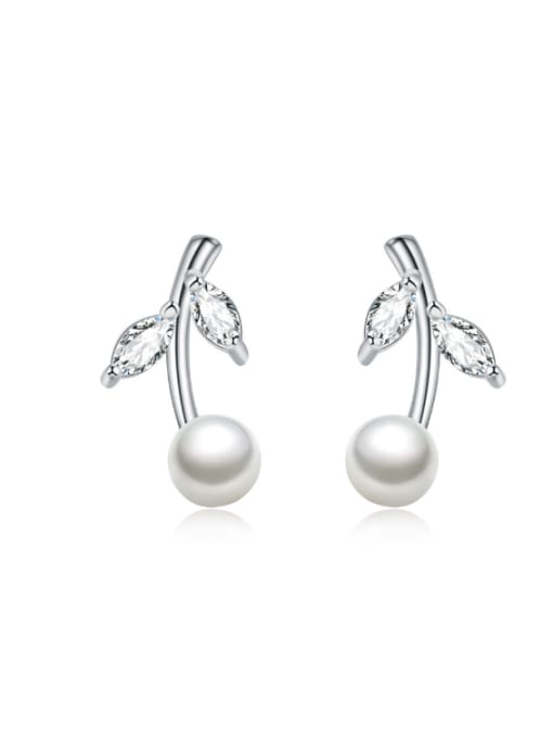 kwan Shell Pearls Valentine's Day Gift Silver Stud Earrings