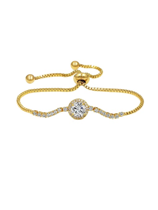 Champagne gold Copper With Cubic Zirconia  Fashion Round adjustable Bracelets