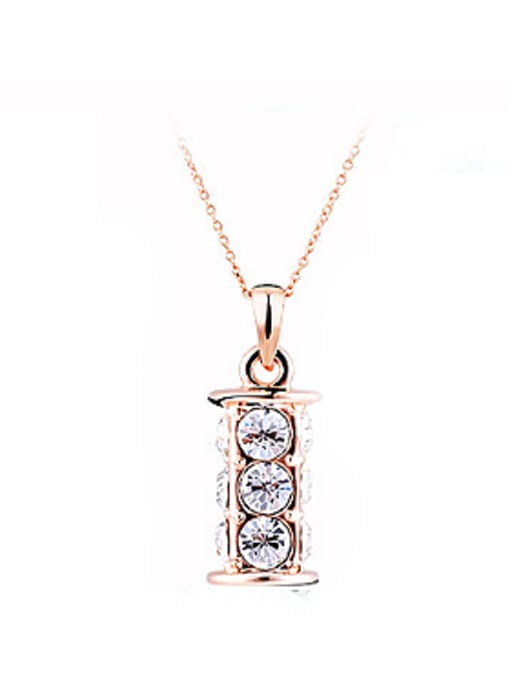 Rose Gold Fashion Cylinder Zircon Women Necklace