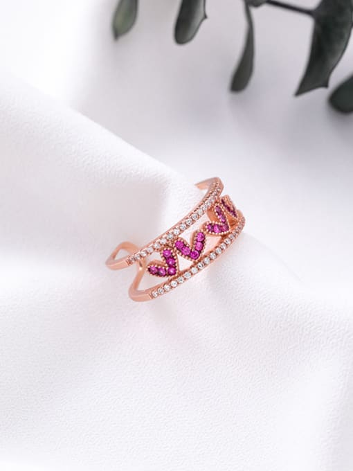 Rose Gold Alloy With Rose Gold Plated Cute Heart Cubic Zirconia Rings