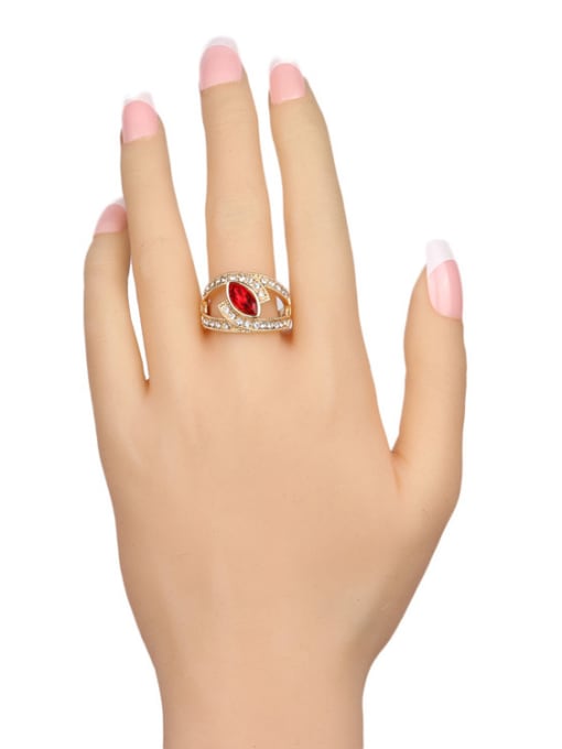 Gujin Fashion Oval Glass White Crystals Alloy Ring 1