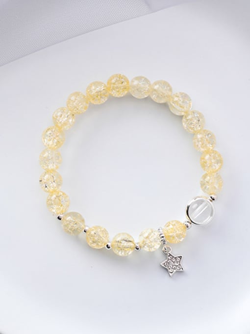 E yellow Alloy With Platinum Plated Fashion Pentagram Glass Beading  Bracelets