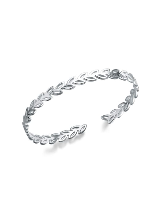 kwan Hollow Leave Shaped S925 Silver Opening Bangle