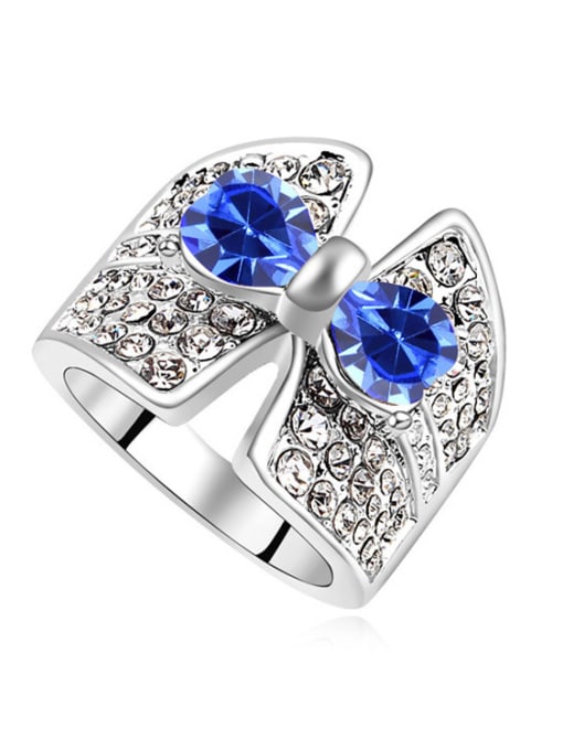 royal blue Personalized Cubic austrian Crystals Bowknot Alloy Ring