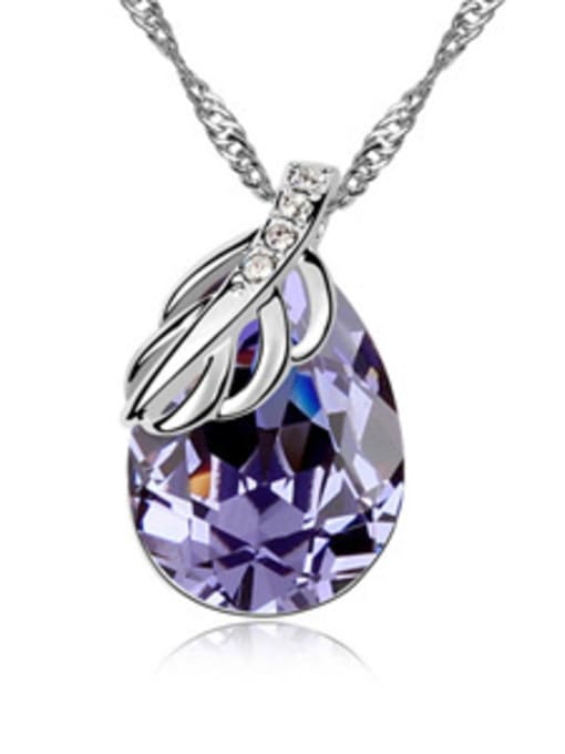 purple Simple Water Drop austrian Crystals Pendant Alloy Necklace