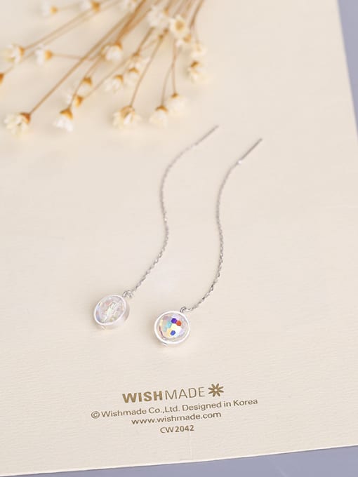 One Silver Temperament Round Shaped Line Earrings