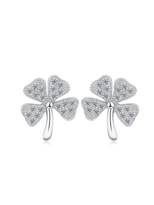 kwan Leaves-shape Micro Pave Zircons Stud Earrings 0