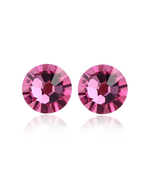 Platinum ,Purple Red 18K White Gold  Round Shaped Anti-allergic Crystal stud Earring