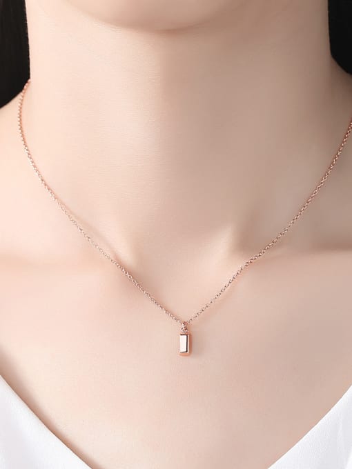 CCUI 925 Sterling Silver With Rose Gold Plated Simplistic Geometric Necklaces 1