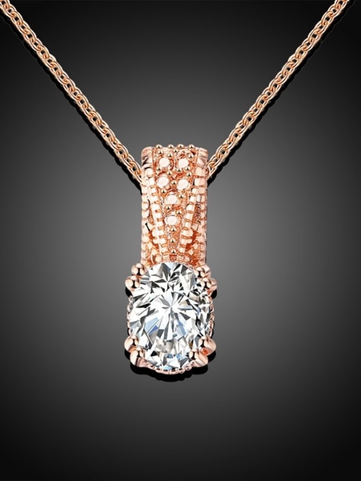 Rose Gold 18K Gold Plated Geometric Shaped Zircon Necklace