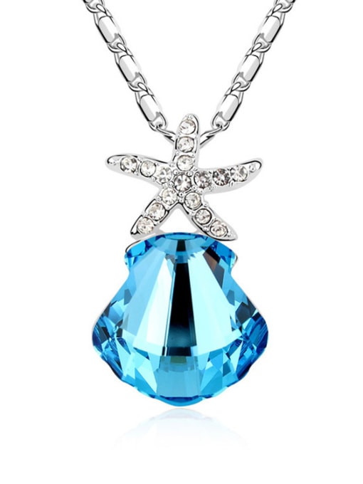 blue Fashion Shell-shaped austrian Crystal Starfish Alloy Necklace