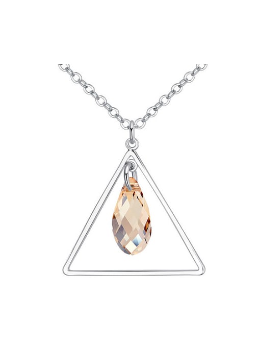 QIANZI Simple Hollow Triangle Water Drop austrian Crystal Alloy Necklace