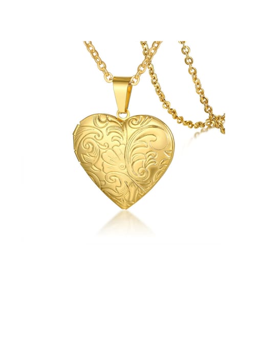 CONG Stainless Steel With Gold Plated Simplistic Heart Necklaces 0