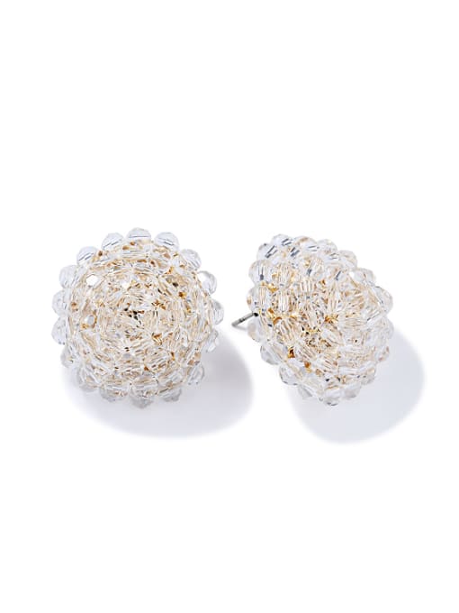 Open Sky Fashion Rhinestone-covered Round Stud Earrings 0