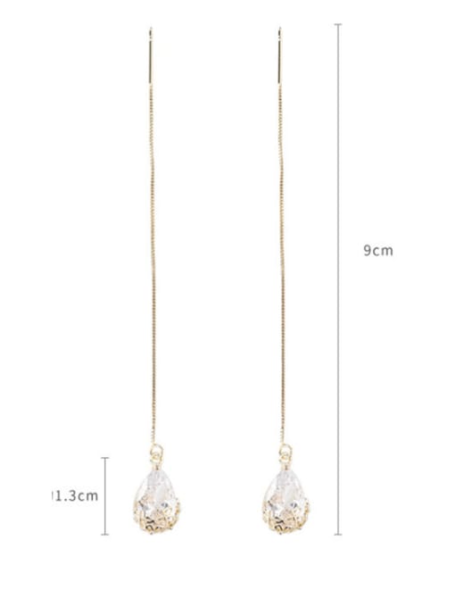 Girlhood Alloy With Gold Plated Simplistic Water Drop Threader Earrings 2