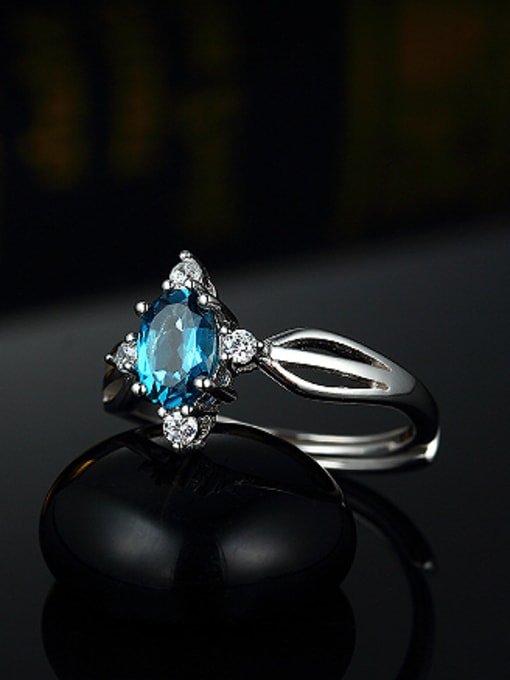 Deli Platinum Plated Sapphire Gemstone Engagement Ring 1