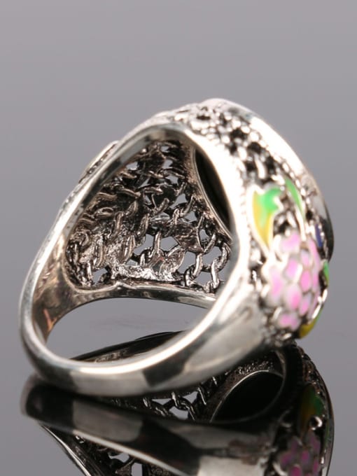 Gujin Retro style Oval stone Colorful Enamel Alloy Ring 3
