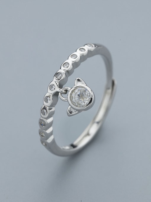 One Silver Simple Personalized Cubic Zirconias 925 Silver Women Ring