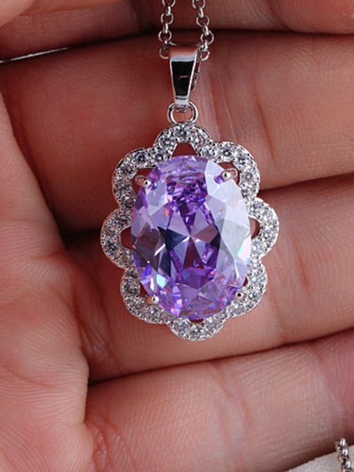 Violet High-quality Zircon Exquisite European and American Quality Pendant Necklace