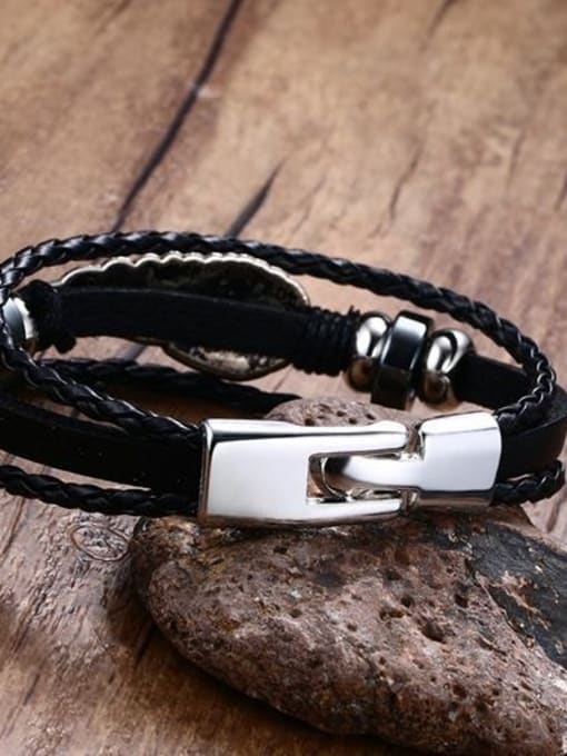 CONG High Quality Feather Shaped Artificial Leather Bracelet 2