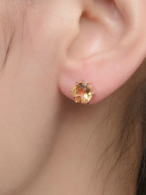 ZK Simple Natural Yellow Crystal Stud Earrings 1
