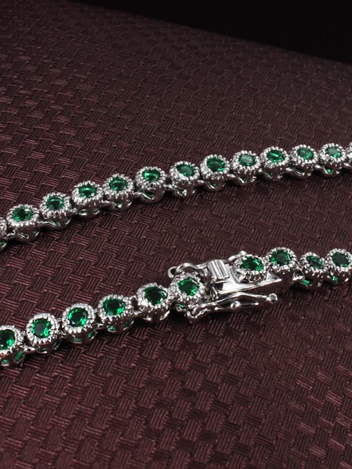 SANTIAGO Exquisite Green Platinum Plated Zircon Necklace 1