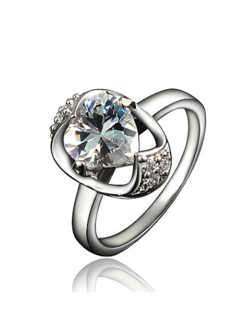 SANTIAGO Trendy 18K Platinum Plated Heart Shaped Zircon Ring