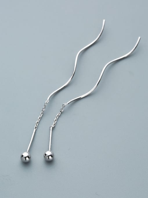 One Silver Women S Shaped Line Earrings 2