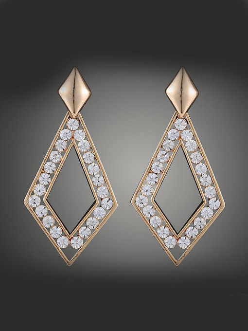 Wei Jia Fashion Cubic Rhinestones Hollow Geometrical Alloy Stud Earrings 0