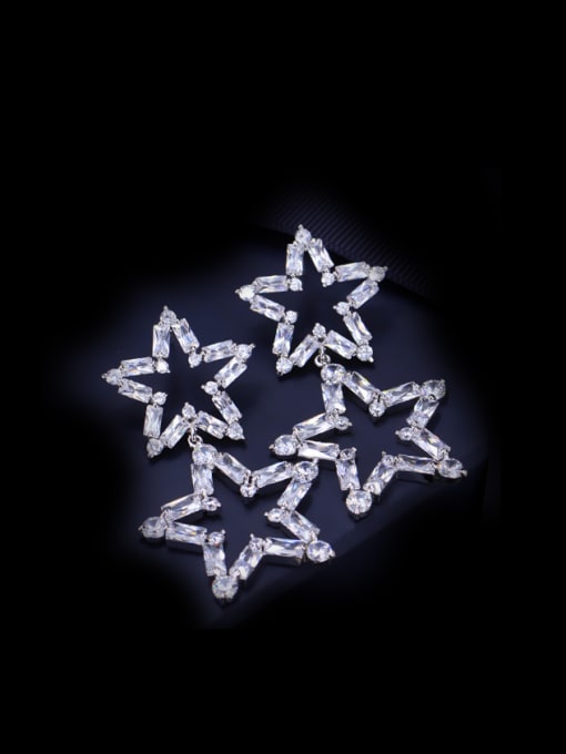 L.WIN Fashion Personality Double Star Drop Cluster earring 0