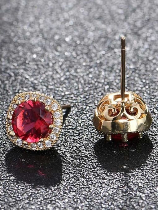 gold red Copper With Platinum Plated Simplistic Geometric Stud Earrings